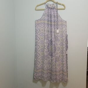Joie silk, blue printed sleeveless maxi dress. Size XL.